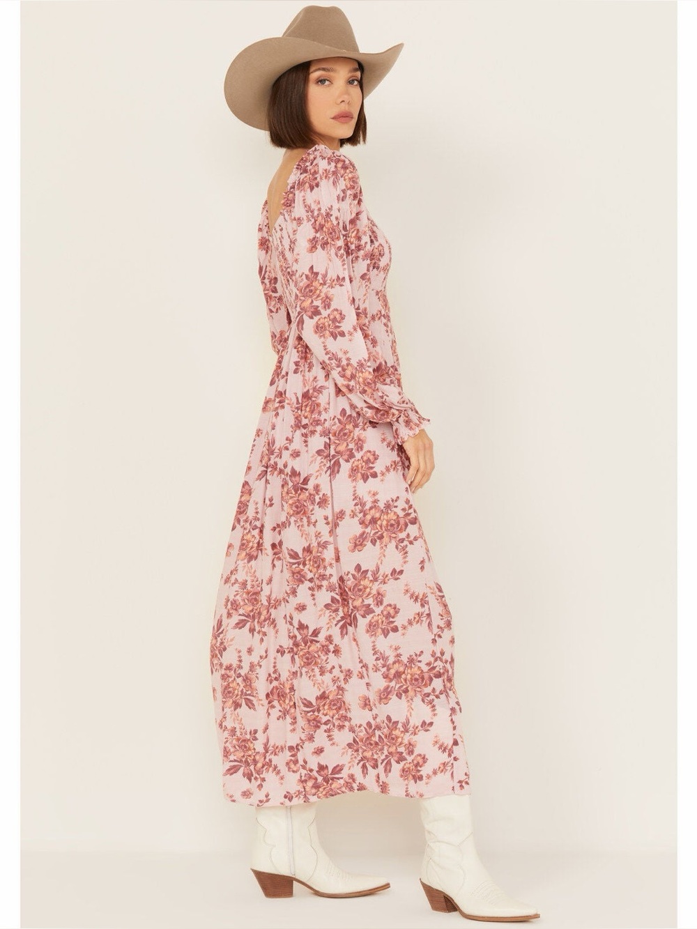 FREE PEOPLE WOMEN'S JAYMES FLORAL PRINT LONG SLEEVE Maxi dress